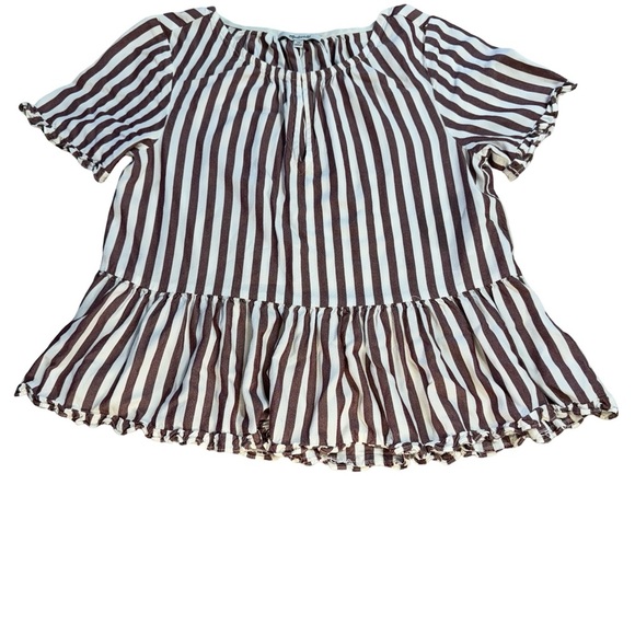 Madewell Pink and White Striped Peplum Blouse - Picture 7 of 15